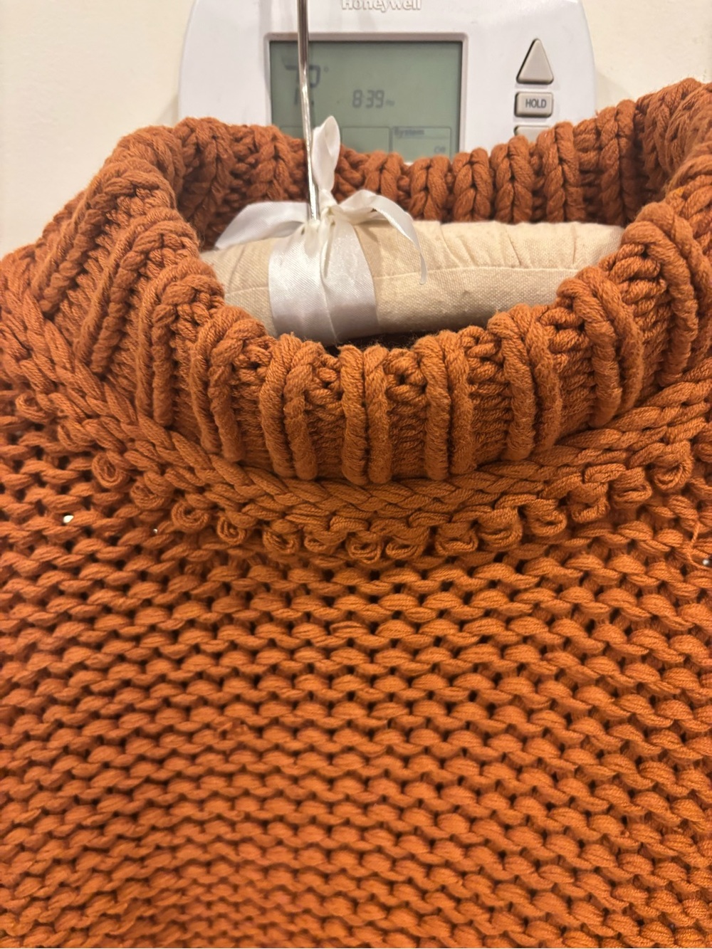 Free People Chunky Knit Turtleneck Sweater in Tuscan Earth Rust - Picture 4 of 5